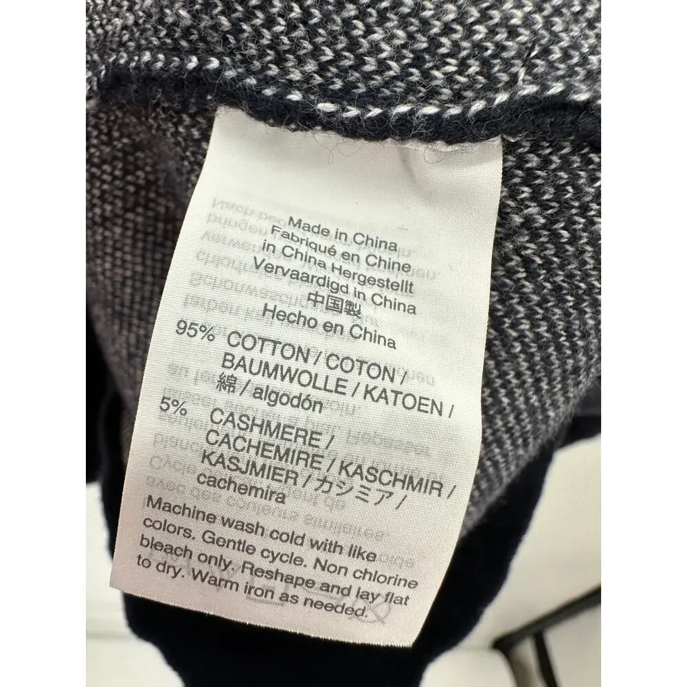 J. Crew Blue Cotton Cashmere‎ Bird's Eye Crewneck Sweater Windowpane Men Size L